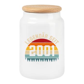 Legendary since 2001 – Vintage 2001 - Cookie Jar with Wooden Lid - white - Front