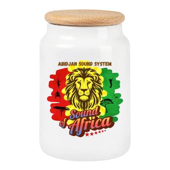 ABIDJAN SOUND SYSTEM - Cookie Jar with Wooden Lid - white - Front