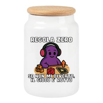 Règle zéro : S’amuser ou rompre - Boîte à biscuits avec couvercle en bois - blanc - Devant