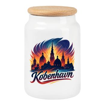 Copenhague Capitale Danemark Cadeau sympa - Boîte à biscuits avec couvercle en bois - blanc - Devant
