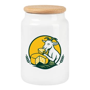 Blanc de chèvre sur fromage - Boîte à biscuits avec couvercle en bois - blanc - Devant