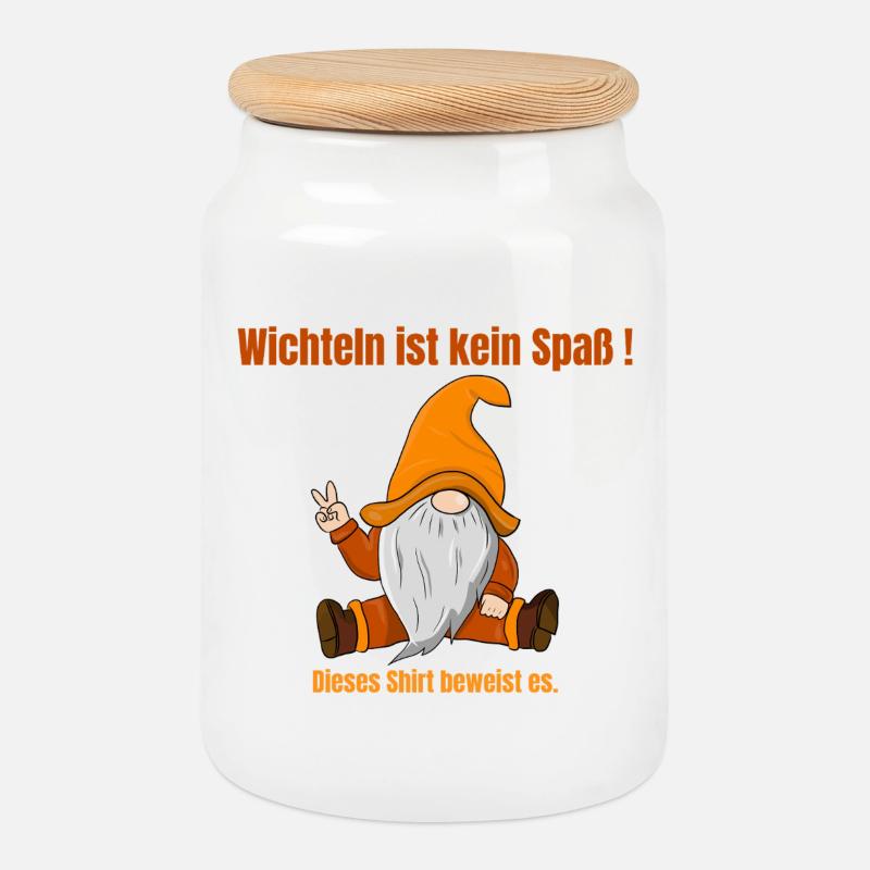 Wichteln ist kein Spaß – Gnom Edition - Keksdose mit Holzdeckel - Weiß