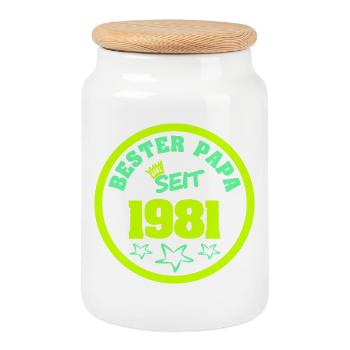 Vater 1981 - Keksdose mit Holzdeckel - Weiß - Vorne