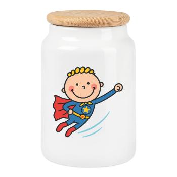 Hero Baby Flying Adventure - Boîte à biscuits avec couvercle en bois - blanc - Devant