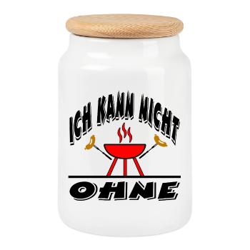 Grillen - Keksdose mit Holzdeckel - Weiß - Vorne
