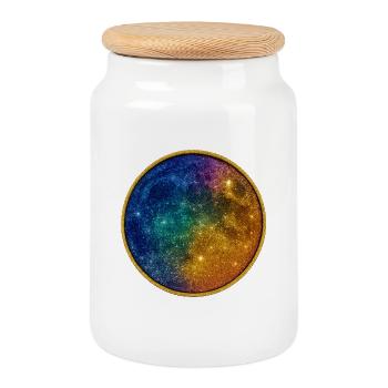 Cosmic Rainbow Circle - Cookie Jar with Wooden Lid - white - Front