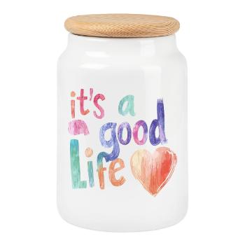 it's a good life - Keksdose mit Holzdeckel - Weiß - Vorne