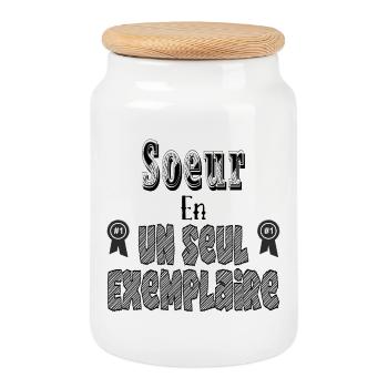 Sœur En Un Seul Exemplaire - Boîte à biscuits avec couvercle en bois - blanc - Devant