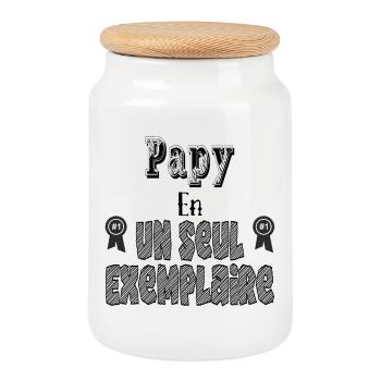 Grandpa in a single copy - Cookie Jar with Wooden Lid - white - Front