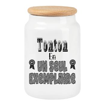 Tonton En Un Seul Exemplaire - Boîte à biscuits avec couvercle en bois - blanc - Devant