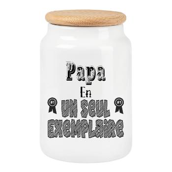 Papa En Un Seul Exemplaire - Boîte à biscuits avec couvercle en bois - blanc - Devant