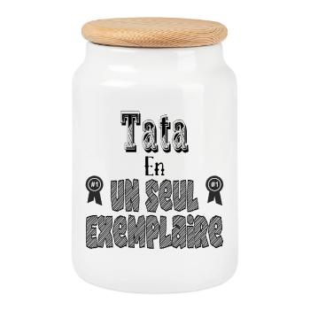 Tata in one copy - Cookie Jar with Wooden Lid - white - Front