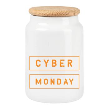 Virée shopping du Cyber Monday - Boîte à biscuits avec couvercle en bois - blanc - Devant
