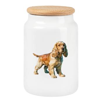 Cocker Spaniel - Cool Low Poly Logo - Boîte à biscuits avec couvercle en bois - blanc - Devant