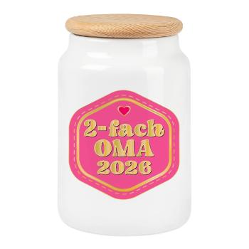 DOUBLE OMA 2026 - Boîte à biscuits avec couvercle en bois - blanc - Devant