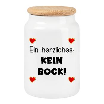 DICTONS AMUSANTS KEIN BOCK HERZ - Boîte à biscuits avec couvercle en bois - blanc - Devant