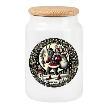 Krampus Nuit de Noël - Boîte à biscuits avec couvercle en bois - blanc - Devant