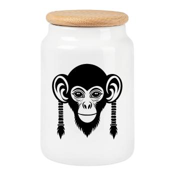 Monkey Head Sound Wave Motion Edition Shirt - Cookie Jar with Wooden Lid - white - Front