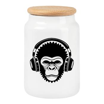 Power Monkey Head Bass Groove Festival Chemise - Boîte à biscuits avec couvercle en bois - blanc - Devant
