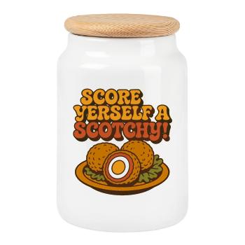 Marquez-vous un scotchy - Boîte à biscuits avec couvercle en bois - blanc - Devant