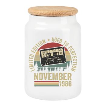 November 1966 - Cookie Jar with Wooden Lid - white - Front