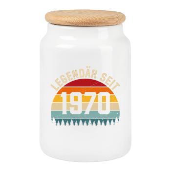 Légendaire depuis 1970 – Né en 1970 - Boîte à biscuits avec couvercle en bois - blanc - Devant