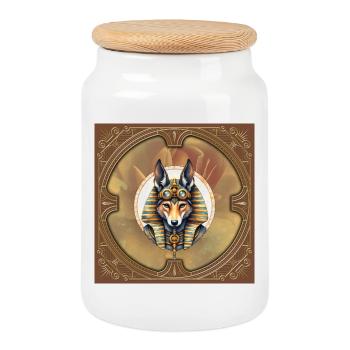Steampunk Pharaon Renard - Boîte à biscuits avec couvercle en bois - blanc - Devant