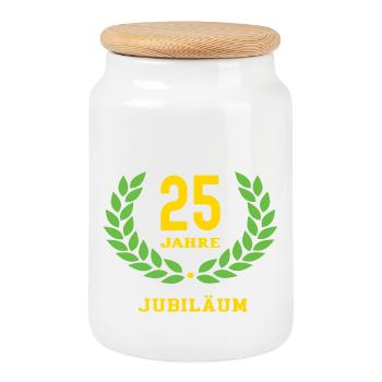 Raumausstatterin Jubiläum 25 Jahre 25 jährige Jubi - Keksdose mit Holzdeckel - Weiß - Vorne