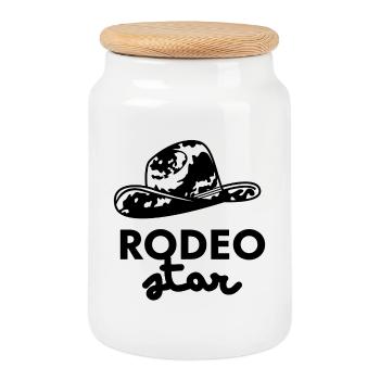 Logo des Rodeo-Sternhutes - Keksdose mit Holzdeckel - Weiß - Vorne