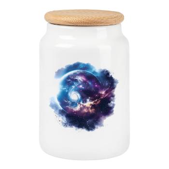 Cosmic Vortex Galaxy - Cookie Jar with Wooden Lid - white - Front