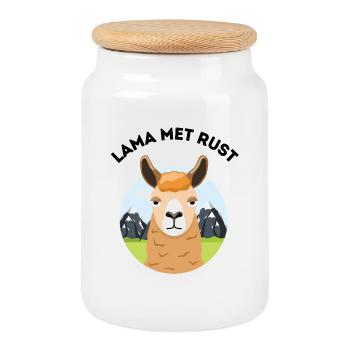 Lustiger Lama-Cartoon – Lama allein - Keksdose mit Holzdeckel - Weiß - Vorne