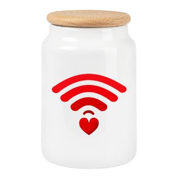 WiFi Core - Love Connection - Cookie Jar with Wooden Lid - white - Front