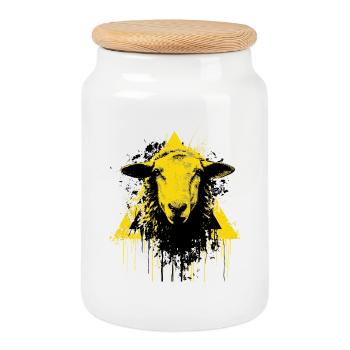 Mouton frais - Boîte à biscuits avec couvercle en bois - blanc - Devant