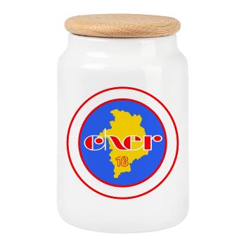 Logo 18 Cher - Boîte à biscuits avec couvercle en bois - blanc - Devant