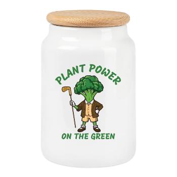 Puissance des plantes sur le green – Golf Broccoli - Boîte à biscuits avec couvercle en bois - blanc - Devant