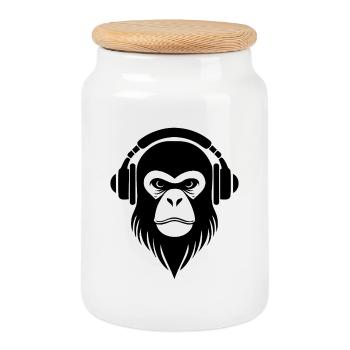 Chemise Sketchy Monkey Head Cartoon Vibe Edition - Boîte à biscuits avec couvercle en bois - blanc - Devant