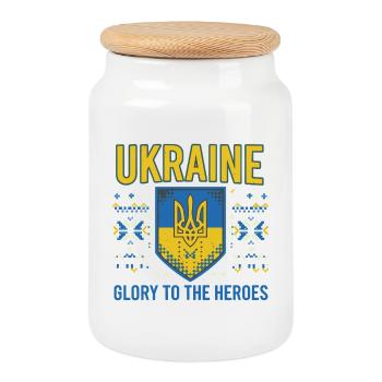 T-shirt Ukraine Crest Glory - Boîte à biscuits avec couvercle en bois - blanc - Devant
