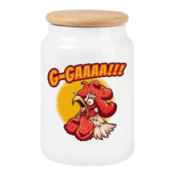 Hurlement Fou G-Gaaaa - Boîte à biscuits avec couvercle en bois - blanc - Devant