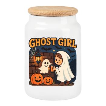 Geistergirl Halloween - Keksdose mit Holzdeckel - Weiß - Vorne