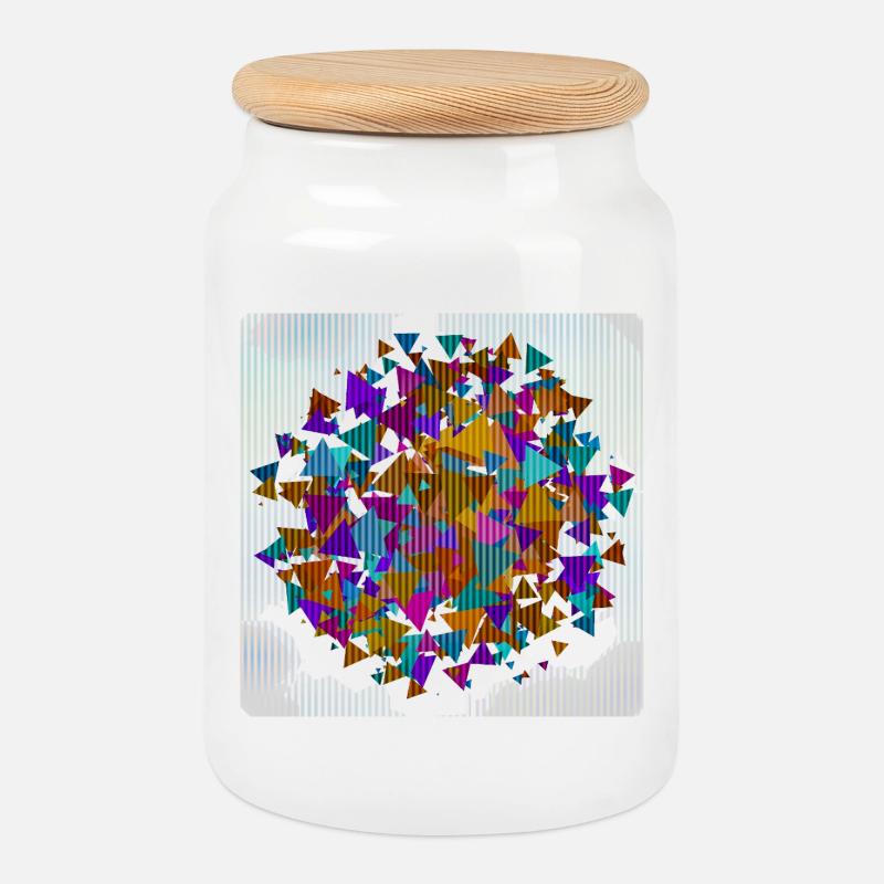 Geometric Triangle Circle - Cookie Jar with Wooden Lid - white