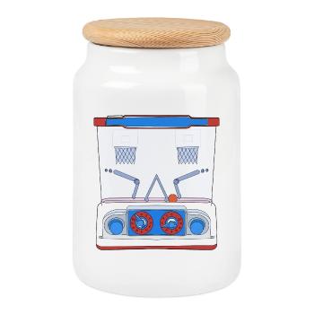 Waterful Basketball Game Nostalgic - Cookie Jar with Wooden Lid - white - Front