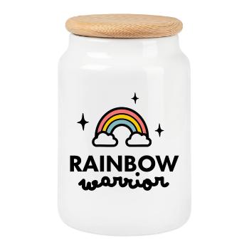 Rainbow Warrior logo - Cookie Jar with Wooden Lid - white - Front