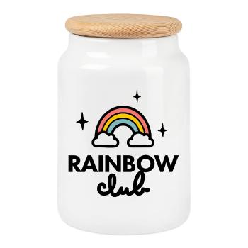 Logo du Rainbow Club - Boîte à biscuits avec couvercle en bois - blanc - Devant