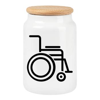 wheelchair - Cookie Jar with Wooden Lid - white - Front