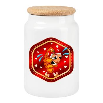 CHRISTMAS FRANZBRÖTCHEN - Cookie Jar with Wooden Lid - white - Front