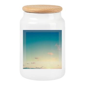 Sky - Cookie Jar with Wooden Lid - white - Front