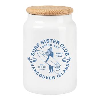 Surf sister club Île Vancouver - Boîte à biscuits avec couvercle en bois - blanc - Devant
