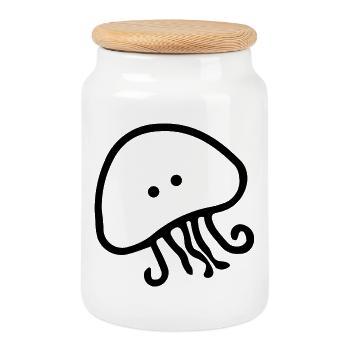 Méduses des profondeurs – Magie des océans - Boîte à biscuits avec couvercle en bois - blanc - Devant