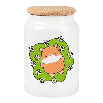 Hamster Des Champs Marguerites - Boîte à biscuits avec couvercle en bois - blanc - Devant