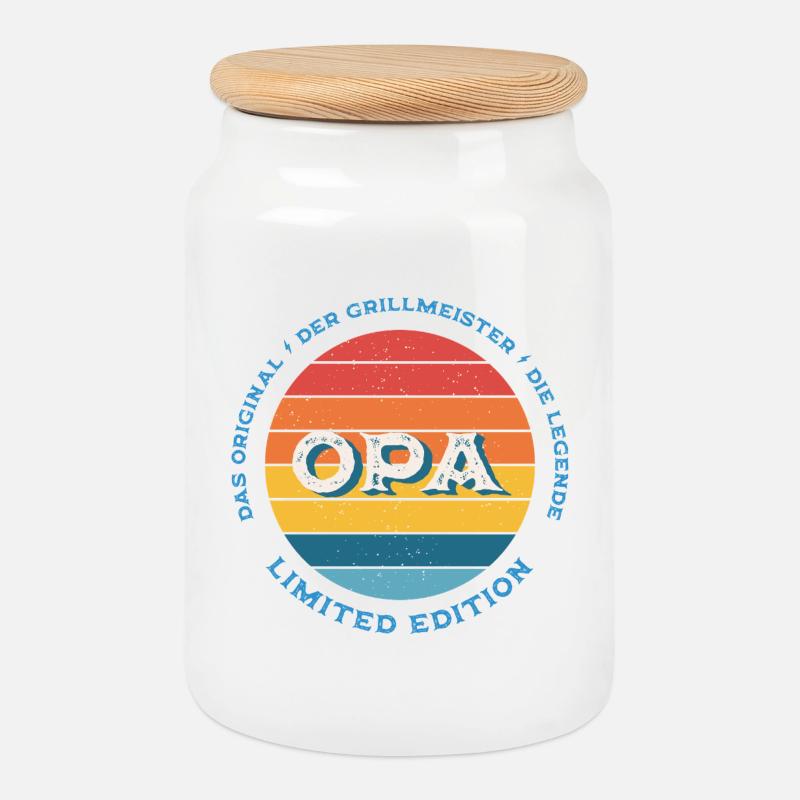 OPA Geschenk Retro Sonnenuntergang - Keksdose mit Holzdeckel - Weiß